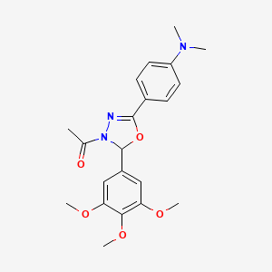 molecular formula C21H25N3O5 B1246658 1-[5-[4-(dimethylamino)phenyl]-2-(3,4,5-trimethoxyphenyl)-2H-1,3,4-oxadiazol-3-yl]ethanone 