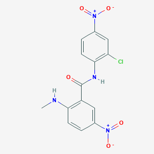 molecular formula C14H11ClN4O5 B12466587 N-(2-chloro-4-nitrophenyl)-2-(methylamino)-5-nitrobenzamide 