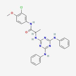 molecular formula C25H24ClN7O2 B12466593 N~2~-[4,6-bis(phenylamino)-1,3,5-triazin-2-yl]-N-(3-chloro-4-methoxyphenyl)alaninamide 