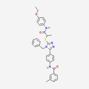 molecular formula C34H33N5O3S B12466610 N-{4-[4-benzyl-5-({1-[(4-ethoxyphenyl)amino]-1-oxopropan-2-yl}sulfanyl)-4H-1,2,4-triazol-3-yl]phenyl}-3-methylbenzamide 