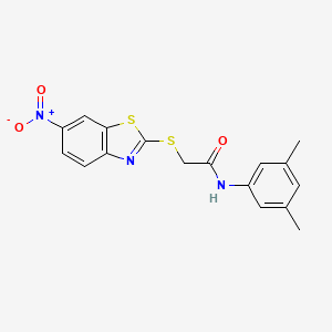 molecular formula C17H15N3O3S2 B12466635 N-(3,5-dimethylphenyl)-2-[(6-nitro-1,3-benzothiazol-2-yl)sulfanyl]acetamide 