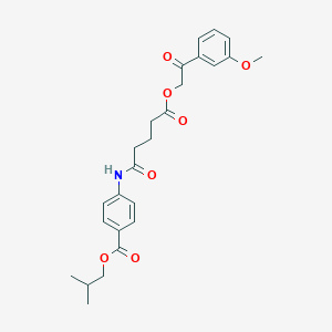 molecular formula C25H29NO7 B12466646 2-Methylpropyl 4-({5-[2-(3-methoxyphenyl)-2-oxoethoxy]-5-oxopentanoyl}amino)benzoate 