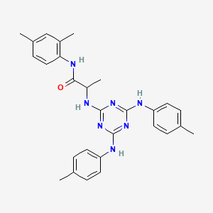 molecular formula C28H31N7O B12466766 N~2~-{4,6-bis[(4-methylphenyl)amino]-1,3,5-triazin-2-yl}-N-(2,4-dimethylphenyl)alaninamide 