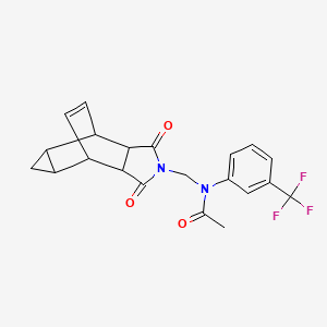 molecular formula C21H19F3N2O3 B12466780 N-[(1,3-dioxooctahydro-4,6-ethenocyclopropa[f]isoindol-2(1H)-yl)methyl]-N-[3-(trifluoromethyl)phenyl]acetamide 