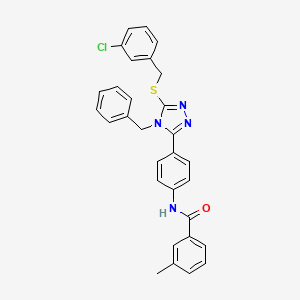molecular formula C30H25ClN4OS B12466854 N-(4-{4-benzyl-5-[(3-chlorobenzyl)sulfanyl]-4H-1,2,4-triazol-3-yl}phenyl)-3-methylbenzamide 