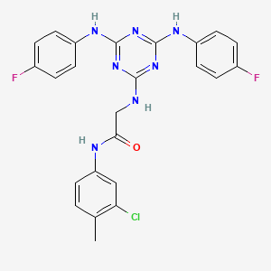 molecular formula C24H20ClF2N7O B12466927 N~2~-{4,6-bis[(4-fluorophenyl)amino]-1,3,5-triazin-2-yl}-N-(3-chloro-4-methylphenyl)glycinamide 