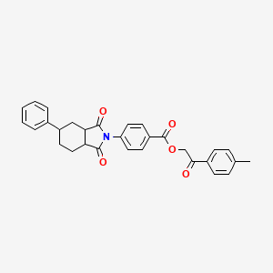molecular formula C30H27NO5 B12466976 2-(4-methylphenyl)-2-oxoethyl 4-(1,3-dioxo-5-phenyloctahydro-2H-isoindol-2-yl)benzoate 