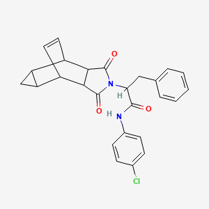 molecular formula C26H23ClN2O3 B12466996 N-(4-chlorophenyl)-2-(1,3-dioxooctahydro-4,6-ethenocyclopropa[f]isoindol-2(1H)-yl)-3-phenylpropanamide 