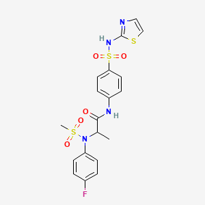 molecular formula C19H19FN4O5S3 B12467004 N~2~-(4-fluorophenyl)-N~2~-(methylsulfonyl)-N-[4-(1,3-thiazol-2-ylsulfamoyl)phenyl]alaninamide 