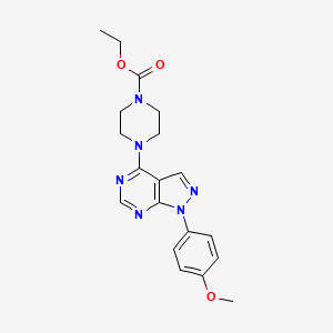 molecular formula C19H22N6O3 B12467059 Ethyl 4-[1-(4-methoxyphenyl)pyrazolo[3,4-d]pyrimidin-4-yl]piperazine-1-carboxylate 