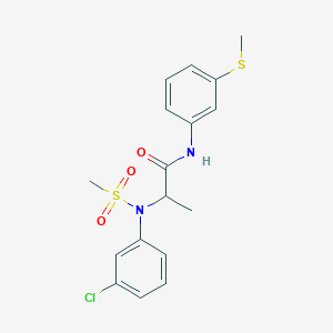 molecular formula C17H19ClN2O3S2 B12467096 N~2~-(3-chlorophenyl)-N-[3-(methylsulfanyl)phenyl]-N~2~-(methylsulfonyl)alaninamide 