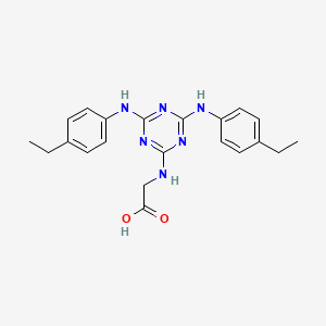 molecular formula C21H24N6O2 B12467128 N-{4,6-bis[(4-ethylphenyl)amino]-1,3,5-triazin-2-yl}glycine 