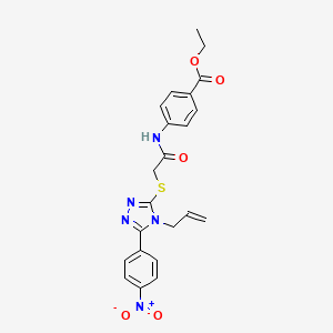 molecular formula C22H21N5O5S B12467166 ethyl 4-[({[5-(4-nitrophenyl)-4-(prop-2-en-1-yl)-4H-1,2,4-triazol-3-yl]sulfanyl}acetyl)amino]benzoate 