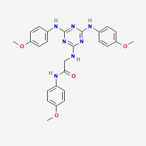 molecular formula C26H27N7O4 B12467185 N~2~-{4,6-bis[(4-methoxyphenyl)amino]-1,3,5-triazin-2-yl}-N-(4-methoxyphenyl)glycinamide 