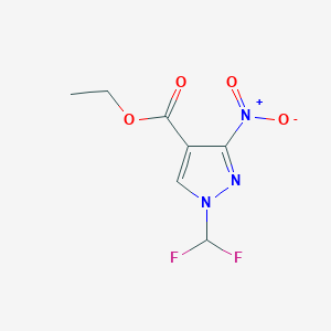 molecular formula C7H7F2N3O4 B12467268 Ethyl 1-(difluoromethyl)-3-nitropyrazole-4-carboxylate 