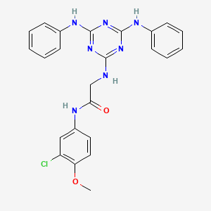 molecular formula C24H22ClN7O2 B12467275 N~2~-[4,6-bis(phenylamino)-1,3,5-triazin-2-yl]-N-(3-chloro-4-methoxyphenyl)glycinamide 
