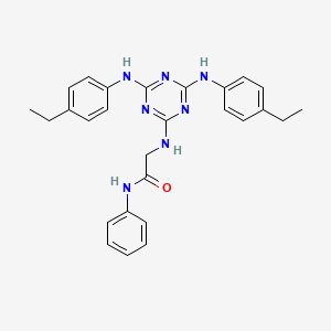 molecular formula C27H29N7O B12467293 N~2~-{4,6-bis[(4-ethylphenyl)amino]-1,3,5-triazin-2-yl}-N-phenylglycinamide 