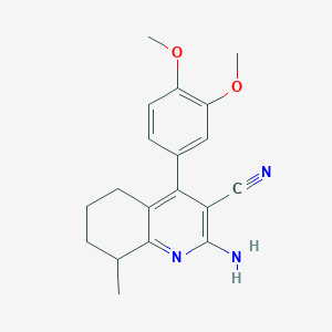 molecular formula C19H21N3O2 B12467320 2-Amino-4-(3,4-dimethoxyphenyl)-8-methyl-5,6,7,8-tetrahydroquinoline-3-carbonitrile 
