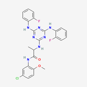 molecular formula C25H22ClF2N7O2 B12467325 N~2~-{4,6-bis[(2-fluorophenyl)amino]-1,3,5-triazin-2-yl}-N-(5-chloro-2-methoxyphenyl)alaninamide 