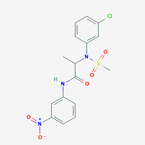 molecular formula C16H16ClN3O5S B12467349 N~2~-(3-chlorophenyl)-N~2~-(methylsulfonyl)-N-(3-nitrophenyl)alaninamide 