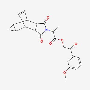molecular formula C23H23NO6 B12467386 2-(3-methoxyphenyl)-2-oxoethyl 2-(1,3-dioxooctahydro-4,6-ethenocyclopropa[f]isoindol-2(1H)-yl)propanoate 