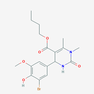 molecular formula C18H23BrN2O5 B12467419 Butyl 4-(3-bromo-4-hydroxy-5-methoxyphenyl)-1,6-dimethyl-2-oxo-1,2,3,4-tetrahydropyrimidine-5-carboxylate 
