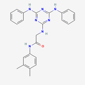 molecular formula C25H25N7O B12467433 N~2~-[4,6-bis(phenylamino)-1,3,5-triazin-2-yl]-N-(3,4-dimethylphenyl)glycinamide 