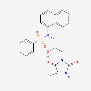 molecular formula C24H25N3O5S B12467436 N-[3-(4,4-dimethyl-2,5-dioxoimidazolidin-1-yl)-2-hydroxypropyl]-N-(naphthalen-1-yl)benzenesulfonamide 