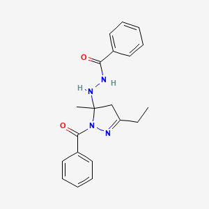 molecular formula C20H22N4O2 B12467470 N'-(2-benzoyl-5-ethyl-3-methyl-4H-pyrazol-3-yl)benzohydrazide 
