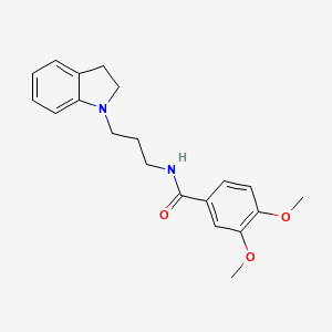 molecular formula C20H24N2O3 B12467481 N-[3-(2,3-dihydro-1H-indol-1-yl)propyl]-3,4-dimethoxybenzamide 
