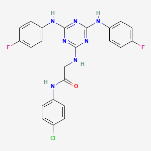 molecular formula C23H18ClF2N7O B12467497 N~2~-{4,6-bis[(4-fluorophenyl)amino]-1,3,5-triazin-2-yl}-N-(4-chlorophenyl)glycinamide 
