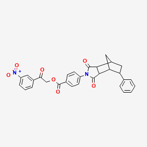 molecular formula C30H24N2O7 B12467529 2-(3-nitrophenyl)-2-oxoethyl 4-(1,3-dioxo-5-phenyloctahydro-2H-4,7-methanoisoindol-2-yl)benzoate 