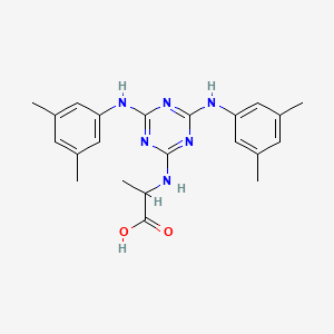 molecular formula C22H26N6O2 B12467627 N-{4,6-bis[(3,5-dimethylphenyl)amino]-1,3,5-triazin-2-yl}alanine 