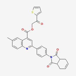 molecular formula C31H24N2O5S B12467643 2-oxo-2-(thiophen-2-yl)ethyl 2-[4-(1,3-dioxo-1,3,3a,4,7,7a-hexahydro-2H-isoindol-2-yl)phenyl]-6-methylquinoline-4-carboxylate 