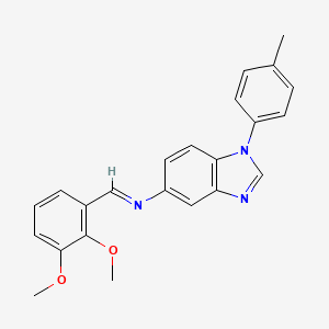 molecular formula C23H21N3O2 B12467664 N-[(E)-(2,3-dimethoxyphenyl)methylidene]-1-(4-methylphenyl)-1H-benzimidazol-5-amine 
