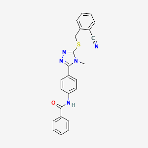 molecular formula C24H19N5OS B12467812 N-(4-{5-[(2-cyanobenzyl)sulfanyl]-4-methyl-4H-1,2,4-triazol-3-yl}phenyl)benzamide 