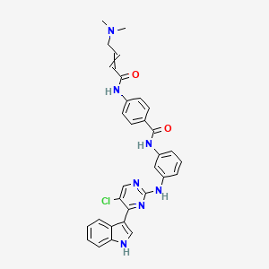 molecular formula C31H28ClN7O2 B12467923 N-(3-{[5-chloro-4-(1H-indol-3-yl)pyrimidin-2-yl]amino}phenyl)-4-[(2E)-4-(dimethylamino)but-2-enamido]benzamide 