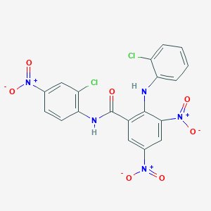 molecular formula C19H11Cl2N5O7 B12467929 N-(2-chloro-4-nitrophenyl)-2-[(2-chlorophenyl)amino]-3,5-dinitrobenzamide 