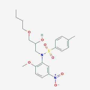 molecular formula C21H28N2O7S B12467973 N-(3-butoxy-2-hydroxypropyl)-N-(2-methoxy-5-nitrophenyl)-4-methylbenzenesulfonamide 