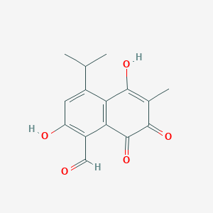 molecular formula C15H14O5 B1246837 2,7-Dihydroxy-3-methyl-5-isopropyl-8-formyl-1,4-naphthoquinone 