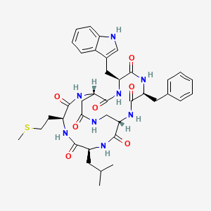 molecular formula C38H48N8O7S B1246867 (1S,4S,7S,10S,13S,16S)-4-benzyl-7-(1H-indol-3-ylmethyl)-16-(2-methylpropyl)-13-(2-methylsulfanylethyl)-2,5,8,11,14,17,20-heptazabicyclo[8.8.4]docosane-3,6,9,12,15,18,21-heptone 