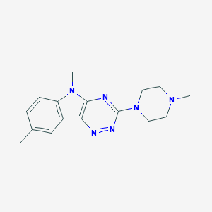 molecular formula C16H20N6 B124688 5H-1,2,4-Triazino[5,6-b]indole, 5,8-dimethyl-3-(4-methyl-1-piperazinyl)- CAS No. 149756-69-4