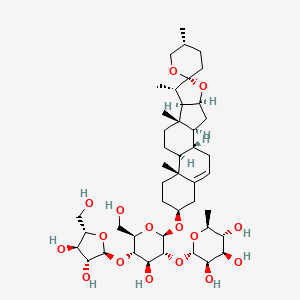 molecular formula C44H70O16 B1246885 (25R)-Spirost-5-en-3-yl alpha-L-arabinofuranosyl-(1->4)-[6-deoxy-alpha-L-mannopyranosyl-(1->2)]-(4xi)-D-xylo-hexopyranoside CAS No. 50773-41-6