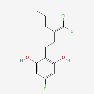 B1246907 1,3-Benzenediol, 5-chloro-2-[3-(dichloromethylene)hexyl]- CAS No. 848616-38-6