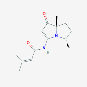 molecular formula C14H20N2O2 B1246937 N-[(5S,8S)-5,8-dimethyl-1-oxo-6,7-dihydro-5H-pyrrolizin-3-yl]-3-methylbut-2-enamide 