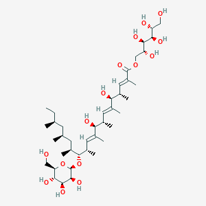 molecular formula C41H74O15 B1246956 [(2R,3R,4R,5R)-2,3,4,5,6-pentahydroxyhexyl] (2E,4S,5S,6E,8S,9S,10E,12S,13R,14S,16S,18S)-5,9-dihydroxy-2,4,6,8,10,12,14,16,18-nonamethyl-13-[(2R,3S,4S,5S,6R)-3,4,5-trihydroxy-6-(hydroxymethyl)oxan-2-yl]oxyicosa-2,6,10-trienoate 