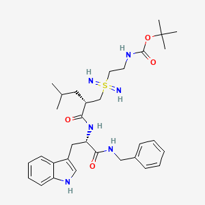 molecular formula C32H46N6O4S B1247022 tert-butyl N-[2-[[(2S)-2-[[(2S)-1-(benzylamino)-3-(1H-indol-3-yl)-1-oxopropan-2-yl]carbamoyl]-4-methylpentyl]sulfonodiimidoyl]ethyl]carbamate 