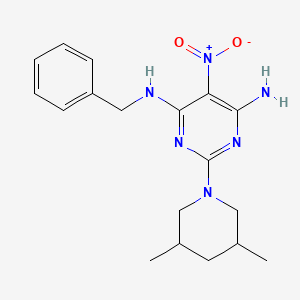 molecular formula C18H24N6O2 B12470551 N-benzyl-2-(3,5-dimethylpiperidin-1-yl)-5-nitropyrimidine-4,6-diamine 