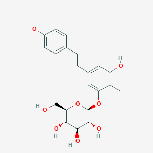 molecular formula C22H28O8 B1247111 (2S,3R,4S,5S,6R)-2-[3-hydroxy-5-[2-(4-methoxyphenyl)ethyl]-2-methylphenoxy]-6-(hydroxymethyl)oxane-3,4,5-triol 
