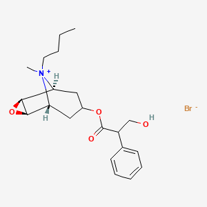 molecular formula C21H30BrNO4 B12471296 (1R,2R,4S,5S,7s,9s)-9-butyl-7-((3-hydroxy-2-phenylpropanoyl)oxy)-9-methyl-3-oxa-9-azatricyclo[3.3.1.02,4]nonan-9-ium bromide 